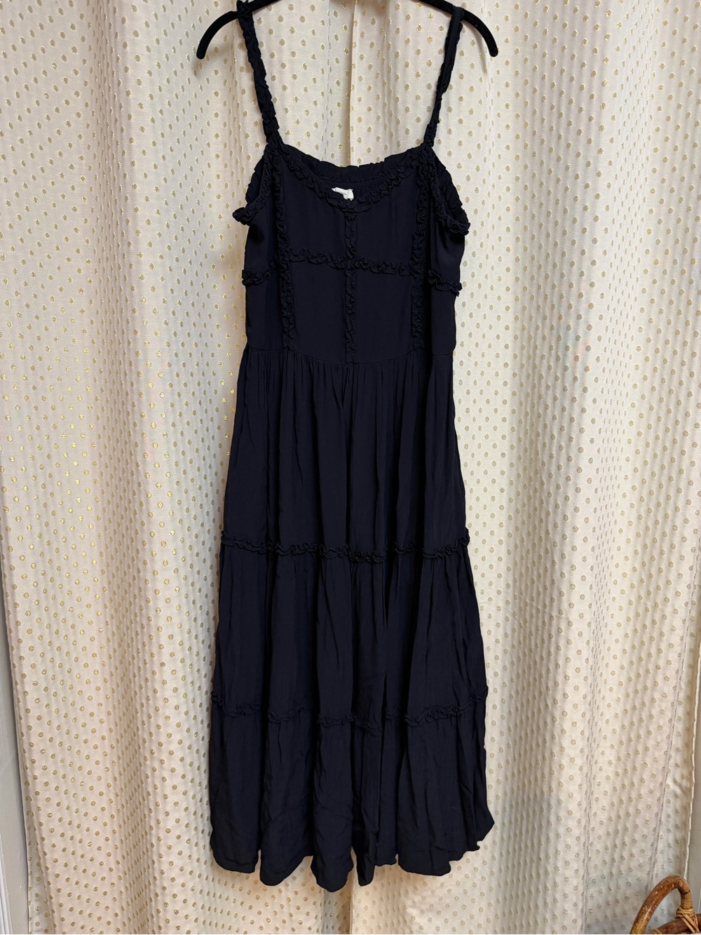 Women’s ARITZIA SUNDANCE Black Ruffled Detail Maxi Tank
